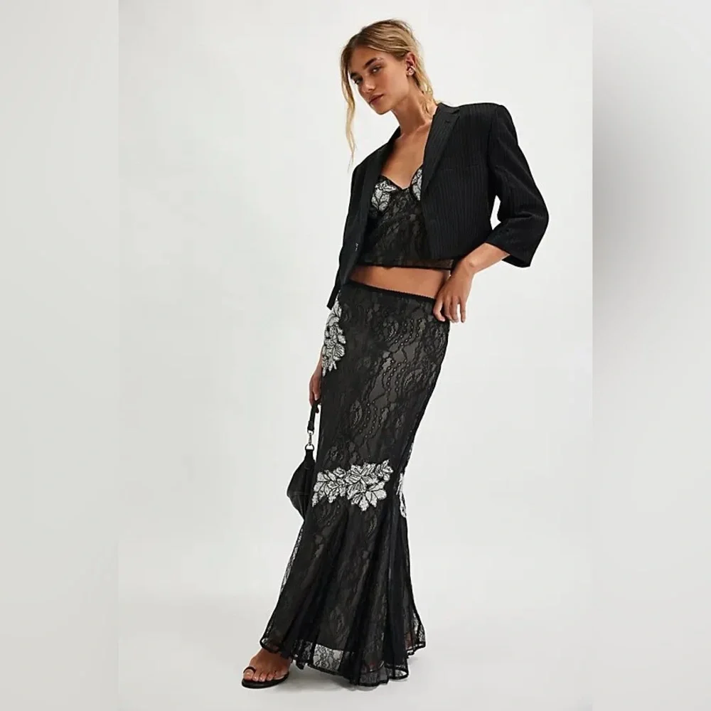 Free People Bali Meet Me At Midnight Lacy Floral Set NWT Size Medium